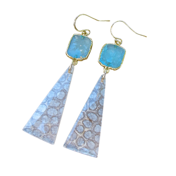 Aquamarine & Fossilized Coral Earrings