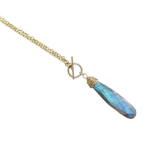 Layla Labradorite Teardrop on Gold Filled Chain - Image 2