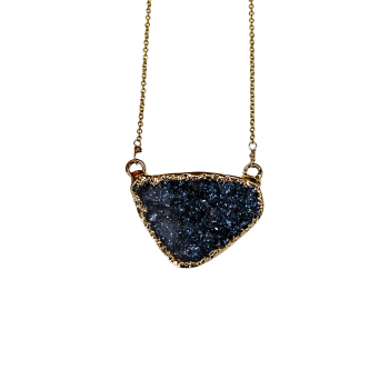 Black Druzy "Smile" Necklace