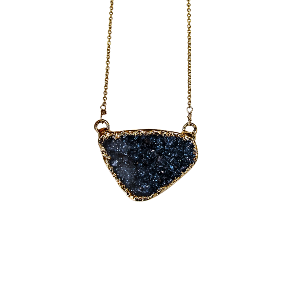 Black Druzy "Smile" Necklace