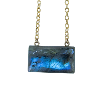 Marin Labradorite Bar Necklace on Gold Filled Chain