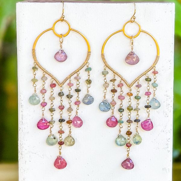 Multi Sapphire Chandelier Earrings