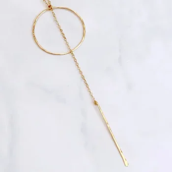 14k Gold Filled Circle Bar Drop Necklace