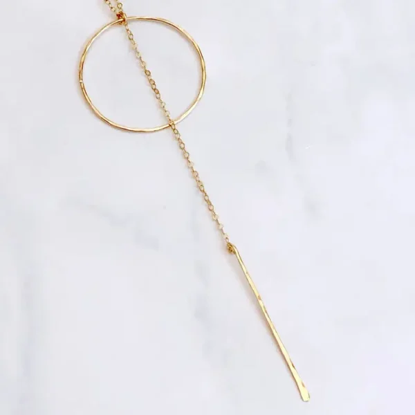 14k Gold Filled Circle Bar Drop Necklace