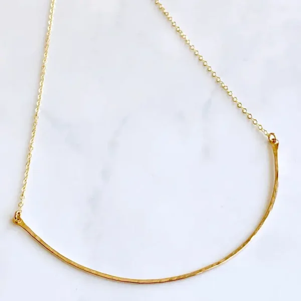14k Gold Filled Curved Bar Necklace