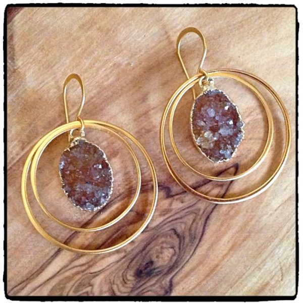 Citrine Druzy Hoop Earrings