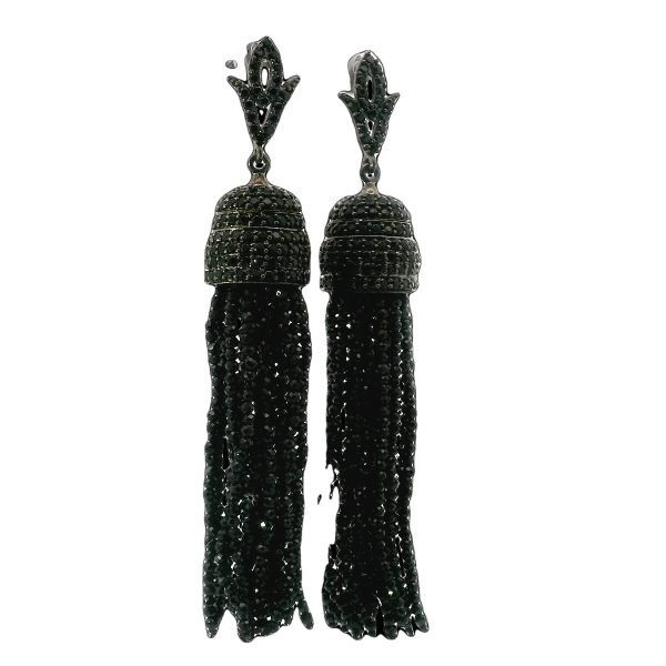 Black Spinel Tassle Earrings - Image 4