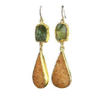 Labradorite and Druzy Earrings with Gold Filled Setting