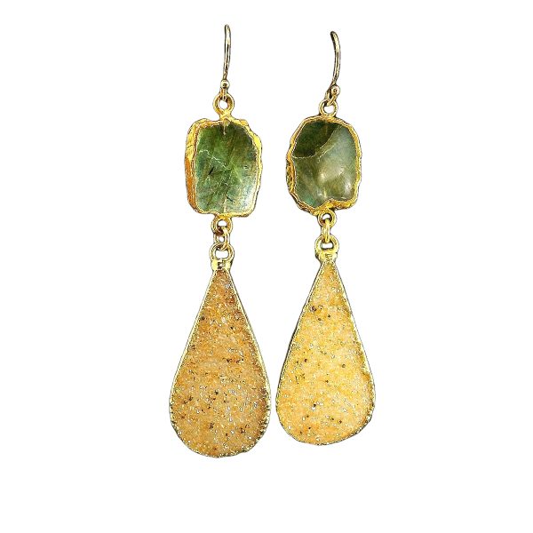Labradorite and Druzy Earrings with Gold Filled Setting - Image 6