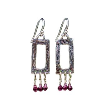 Sterling Silver and Garnet Dangle Earrings – Handmade in the USA