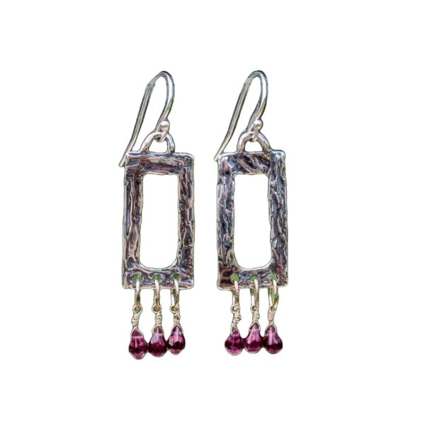 Sterling Silver and Garnet Dangle Earrings – Handmade in the USA