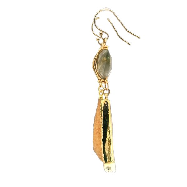 Labradorite and Sandy Druzy Earrings with Gold Filled Setting - Image 3
