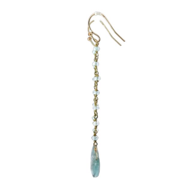 Teardrop Blue Kyanite on Aquamarine Stone Drop Earrings with Gold Filled Framework - Image 4
