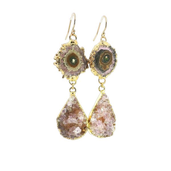 Stalactite and Druzy Quartz Earrings in Gold Filled Setting - Image 4