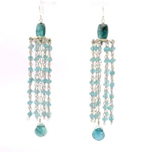 “Tidal Sky” Kyanite & Apatite Chandelier Earrings