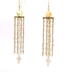 “Sea Prayer” Mother-of-Pearl Fish & Pearl Chandelier Earrings