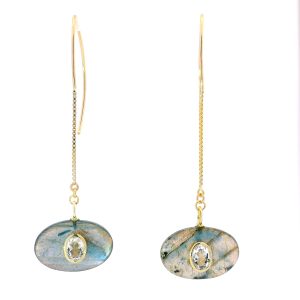 “Aurora Drop” Labradorite & White Topaz Earrings