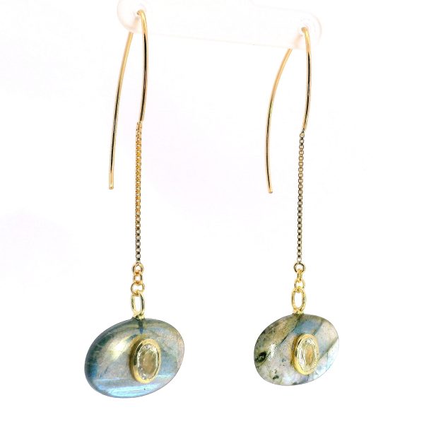 “Aurora Drop” Labradorite & White Topaz Earrings - Image 4