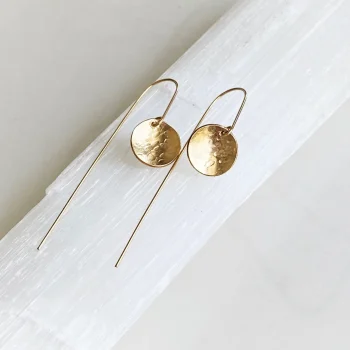 14k Gold Filled Hammered Disk Threader Earrings