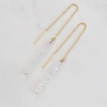 Herkimer Diamond Threader Earrings 14k Gold Filled