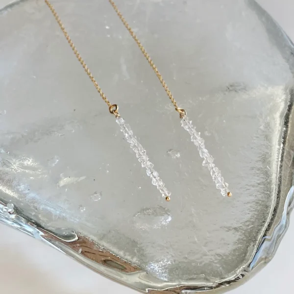 Herkimer Diamond Threader Earrings 14k Gold Filled - Image 2