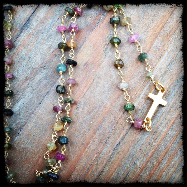 Baby Sideways Cross on Tourmaline - Image 2