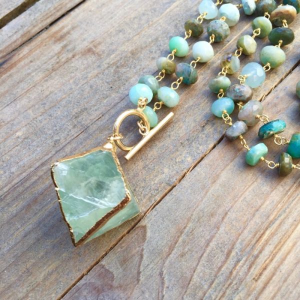 Fluorite on Peruvian Opal Chain