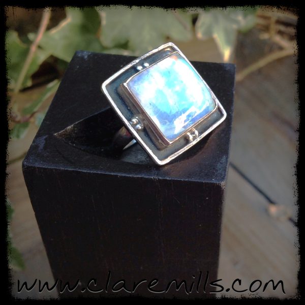 Square Rainbow Moonstone Ring - Image 3