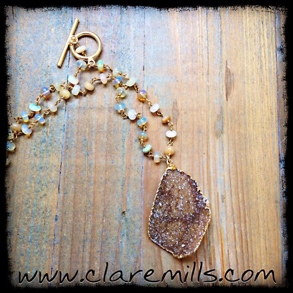 Druzy on Opal Chain