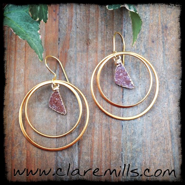 Belle Blush Druzy Hoop Earrings
