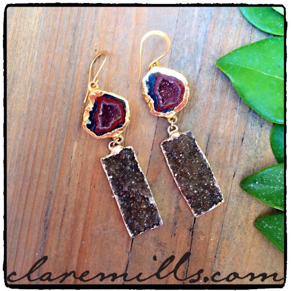 Geode and Druzy Dangle Earrings