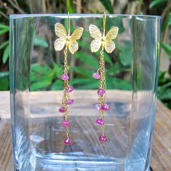 Pink Sapphire Butterfly Earrings