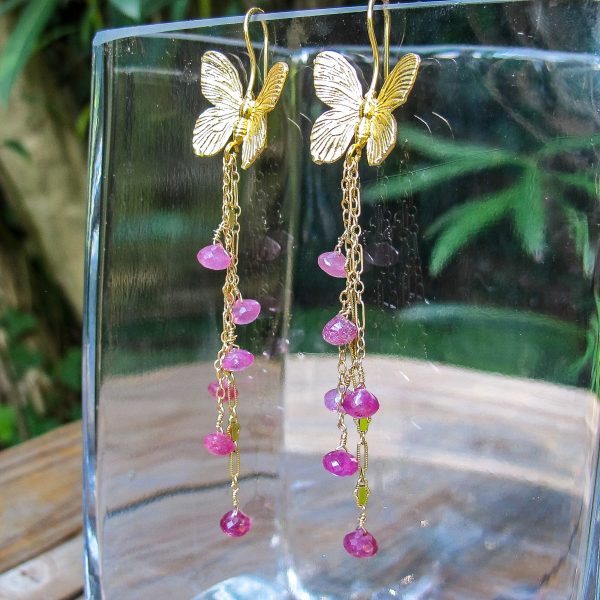Pink Sapphire Butterfly Earrings - Image 3