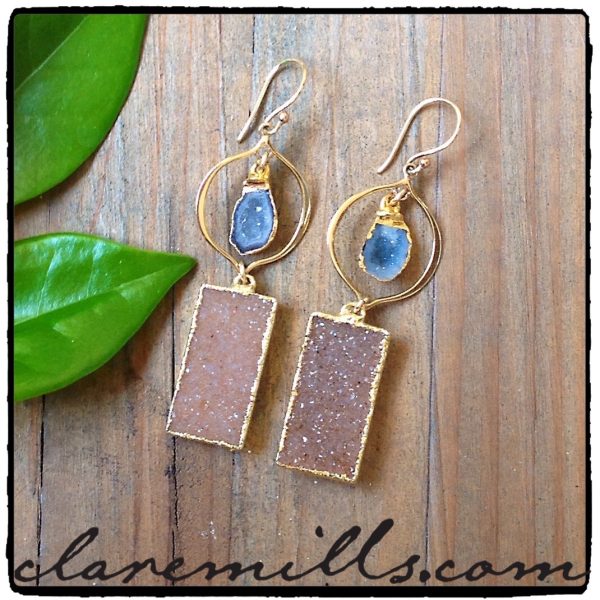 Baby Geode and Blush Druzy Earrings