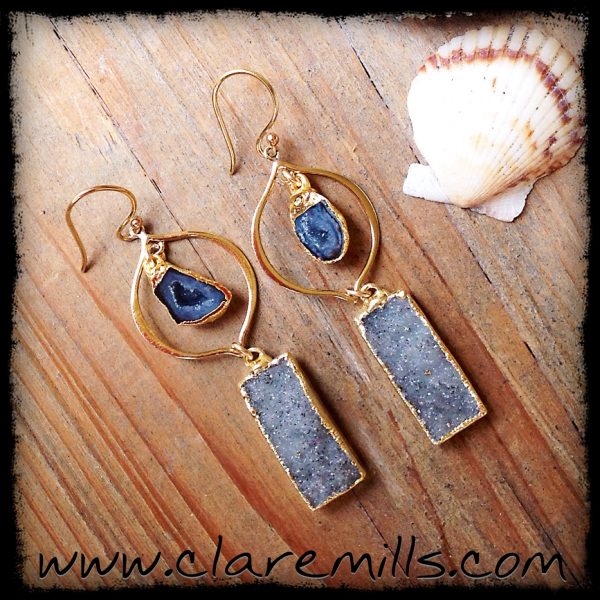 Baby Geode and Druzy Earrings