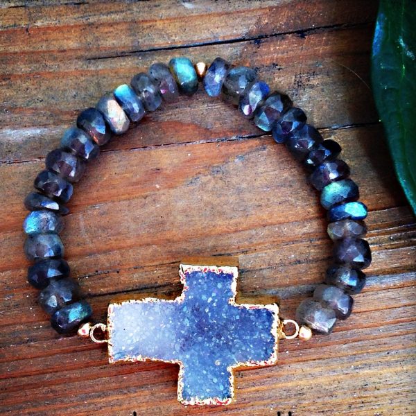 Stella Druzy and Labradorite Cross Bracelet