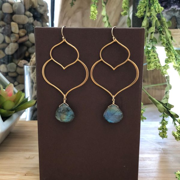Labradorite Double Lotus Earrings - Image 2