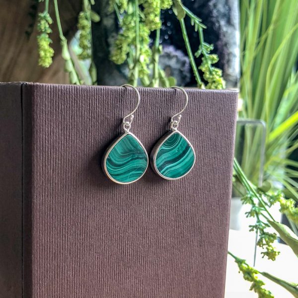 Bezel Gemstone Slice Teardrop Earrings - Image 2