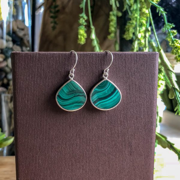 Bezel Gemstone Slice Teardrop Earrings