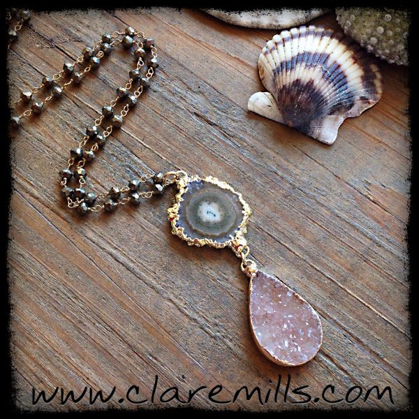 Stalactite & Druzy on Pyrite Chain