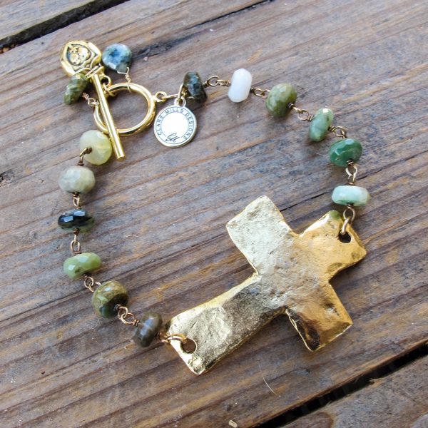 Cross Bracelet on Peruvian Opal
