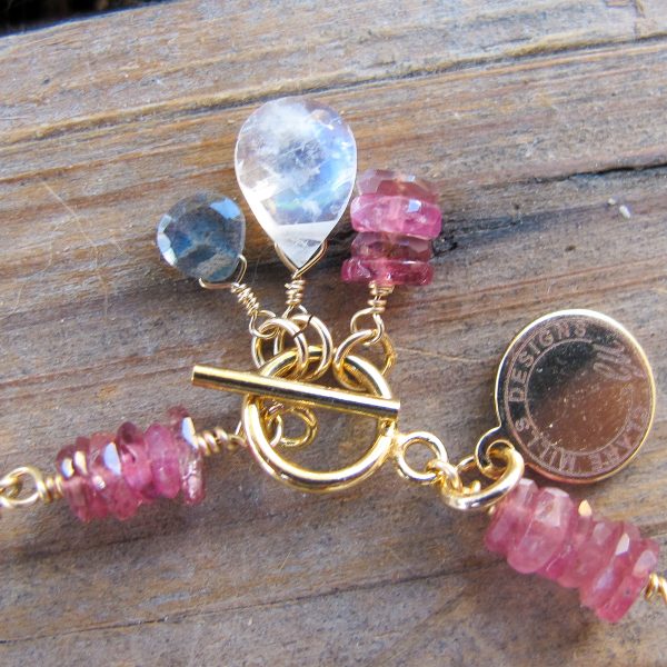 Cross Bracelet on Moonstone and Tourmaline - Image 2