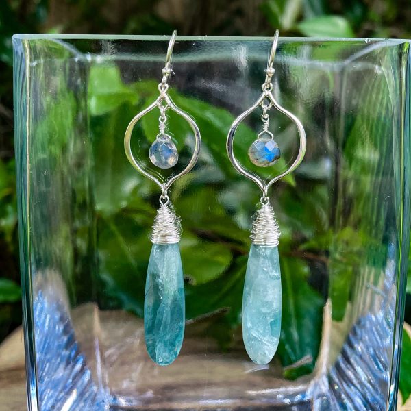Labradorite & Aquamarine Earrings in Sterling Silver
