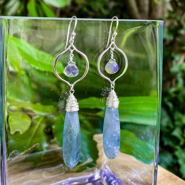 Labradorite & Aquamarine Earrings in Sterling Silver - Image 4