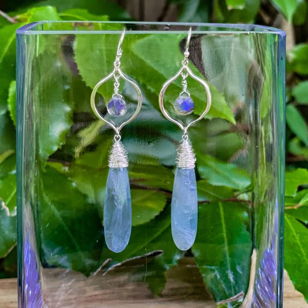 Labradorite & Aquamarine Earrings in Sterling Silver - Image 3