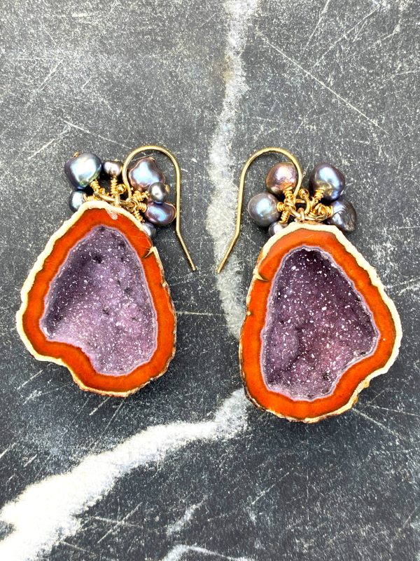 Stella Geode & Pearl Earrings