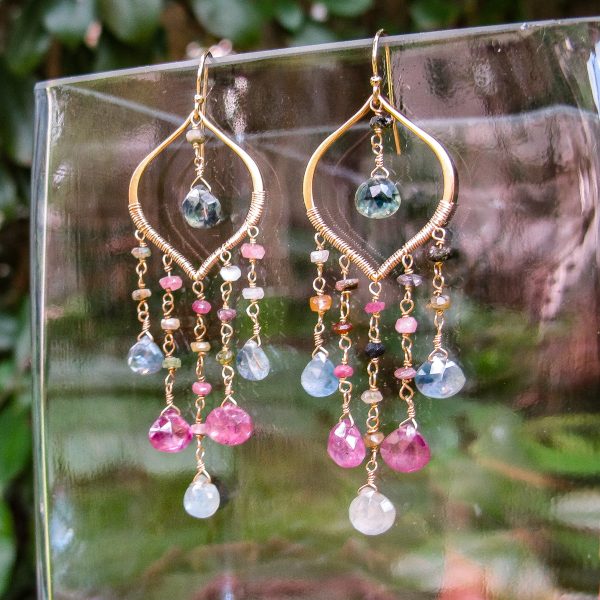 Multi Sapphire Chandelier Earrings