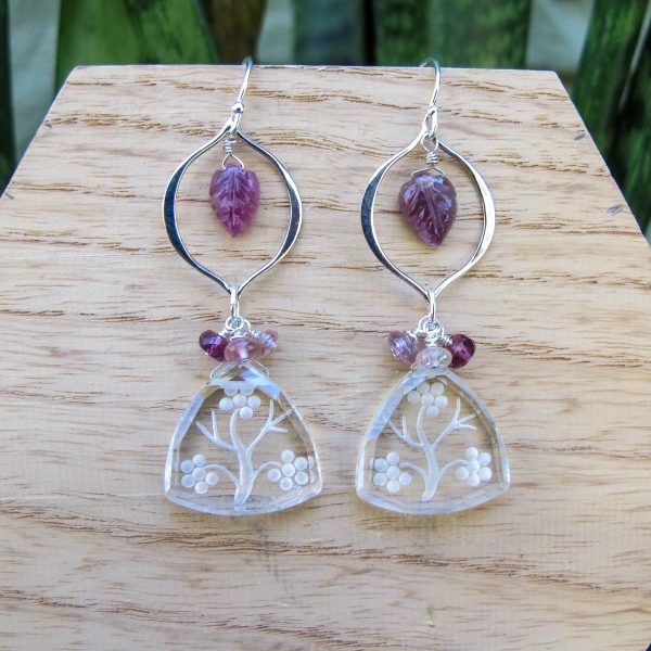 Hand Carved Ruby Leaves with Garnet & Pink Tourmaline Accents - Image 3