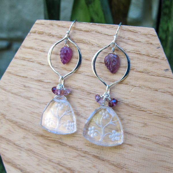 Hand Carved Ruby Leaves with Garnet & Pink Tourmaline Accents - Image 5