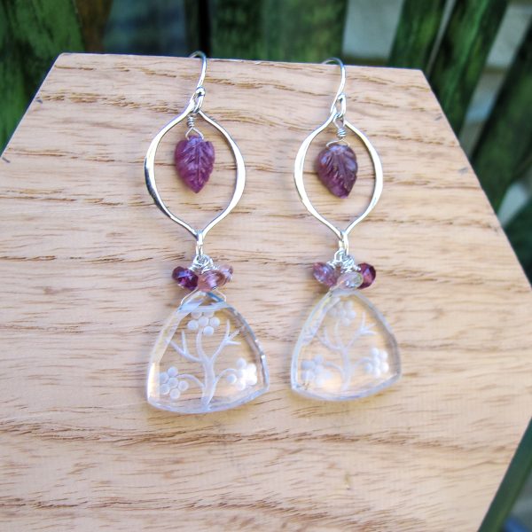 Hand Carved Ruby Leaves with Garnet & Pink Tourmaline Accents - Image 4